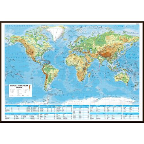 Świat. Mapa ścienna fizyczna, 1:42 000 000, 100x70 cm, ArtGlob